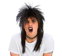 80s Negro Rocker Peluca Hombre Punk Salmonete 1980s Rock Star Disfraz