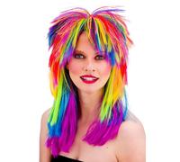 80s Pop Peluca Mujer Salvaje Rocker Rock Star Disfraz Multicolor Salmonete