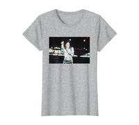80s Pop Superstar Icono Cantando Live Bad Tour Concierto de Cardiff Camiseta, Mujer, Gris Jaspeado, S