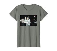 80s Pop Superstar Icono Cantando Live Bad Tour Concierto de Cardiff Camiseta, Mujer, Verde Militar Jaspeado, S