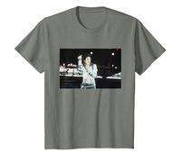 80s Pop Superstar Icono Cantando Live Bad Tour Concierto de Cardiff Camiseta, Niños, Verde Militar Jaspeado, 4 años