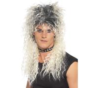 80s Rubio Negro Duro Rocker Peluca Hombre Rock Star Rocker Disfraz