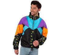 80s Windbreaker Jacket, Unisex - Black - XL