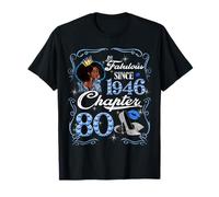 80th Birthday Black Queen Chapter 80 Fabulous Since 1946 Camiseta