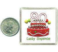 80th Birthday Lucky Silver Sixpence Gift in Presentation Keepsake Box. Great Good Luck Present Idea for Man or Woman