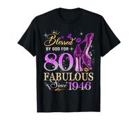 80th Birthday Queen Blessed by God 80 Fabulous Since 1946 Camiseta