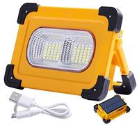 80W Foco LED Recargable Solar, 4 Modos Luz de Trabajo Portátil USB con Baterías 6000 mAh, IP65 Impermeable Lampara Camping con Iman para Emergencia, Pesca, Taller, Obra