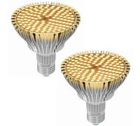 80W LED Grow Light Bulb, Luz Plantas Interior Espectro Completo De Luz Solar, Focos Led Cultivo Interior, PPFD 300 μmol/s/㎡, Luz Crecimiento Plantas Interior Blanca CáLida, Lampara Plantas, 2 Pack