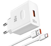 80W para Super-Carga Cargador USB C con Cable 1m para Honor 600Pro Magic V6 | Cargador USB Rápido con 6A Cable USB C 1m para Honor Magic8 7 Pro Pura 70 Ultra 400/200 Lite Magic7 Lite X6b X8c Pad X9a X8a