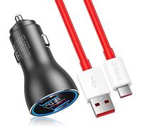 80W SuperVOOC Encendedor de Cigarrillos para Oneplus 10 Pro/Nord 2T, ACOCOBUY Encendedor USB con Cable USB C 1M, 2 Puertos Cargador de Coche 65W Warp Charge para Oneplus Nord CE 2/Nord 2/9 Pro/8T