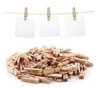 80x Mini Pinzas de Madera, para Decoración y Fotos - Clips Multifuncionales, para Manualidades, Decoraciones Caseras y Organización de Eventos