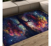 80x150 Alfombras Lavables salón alfombras mágicas árbol Vida Cielo Estrellado Azul Suave Antideslizante Pelo bajo Comedor Dormitorio Interior guardería Oficina casa