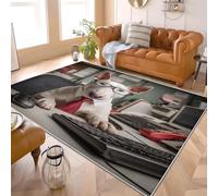 80x150 cm Alfombras Dormitorio Perro Animal Bull Terrier Sin Despren dimiento Moderna, Suave y Esponjosa Alfombra Blanco GrisáCeo Antideslizante Lavable, ideal para salón, Dormitorio o pasillo