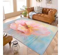 80x150 Cm Lavable de Pelo Corto Alfombra Interior RomáNtico DiseñO Floral Pintado A Mano No Pierde Pelo Antideslizante Sala Estar Dormitorio Alfombra Vistoso 3D Fácil de Limpiar Suave Impreso Felpudo