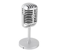 80x165x50mm/3,1x6,5x2 pul Micrófonos clásicos falsos, micrófonos plástico realistas accesorios para cosplay, micrófonos escenario, herramienta para disfraces, fiestas y regalos (Plata)
