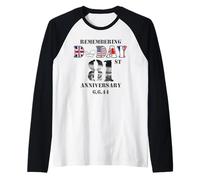 81 aniversario del Día D 1944 6 de junio Veterano conmemorativo de la Segunda Guerra Mundial Camiseta Manga Raglan