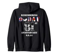 81 del Día D 1944 6 de junio de la Segunda Guerra Mundial Memorial Veterano ARTE EN LA ESPALDA Sudadera con Capucha