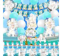 81 Piezas Mona Globos Cumpleaños, Vaiana Diseño Globos Cumpleaños, Vaiana Vajilla, Decoración Mesa, Mantel Decoración de Servilletas, Happy Birthday Banner