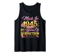 81 Year Old Made in 1945 Retro Floral 81st Birthday Women Camiseta sin Mangas