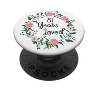 81 Years Loved Men Women Floral 81 Years Old 81th Birthday PopSockets PopGrip Adhesivo