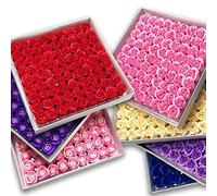 81Pcs Rose Bath Body Flower Jabón Floral Perfumado Rose Flower Esencial Boda Regalo del día de San Valentín Sosteniendo Flores-Gris Oscuro