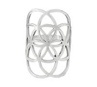 81stgeneration Anillo Ancho de Plata de Ley con la Semilla de la Vida | Anillos de Mujer | Anillos de Promesa de Geometría Sagrada | Anillo de Escudo de Armadura | Regalo Bohemio Espiritual
