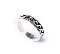 81stgeneration Anillo para el Dedo del Pie con Ondas en Plata de Ley | Anillo Midi de Banda en Plata 925 Estilo Años 90 | Joyas Bohemias para el Pie para Mujer | Anillos para el Meñique Y2K