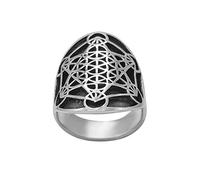 81stgeneration Anillo Plata de Ley Cubo Metatrón Hombre | Anillo Geometría Sagrada Plata 925 Mujer | Joyas Góticas Punk Motociclistas | Anillos Anchos Llamativos | Regalo Símbolo Brujería Pagana
