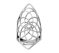81stgeneration Anillo Plata de Ley Forma Diamante Forma Loto Vida Mujer | Diseño Calado Geometría Sagrada | Anillo Armadura Gran Tamaño | Joyería Declaración Yoga Espiritual | Anillos Mandala