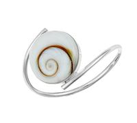 81stgeneration Anillo Plata de Ley Ojo Shiva | Joyería Mediterránea Piedra Natural Santa Lucía | Anillo Ajustable Concha Marina Espiral Blanca Plata 925 Mujer | Anillos Estilo Playa