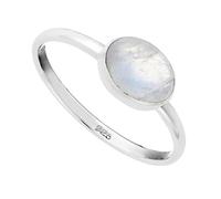 81stgeneration Anillo Plata de Ley Piedra Lunar Ovalada Banda Fina | Anillo Clásico Solitario Cristal Mágico Apilable Plata 925 | Joyas Piedras Preciosas Místicas Mujer | Regalo Sencillo