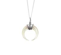 81stgeneration Colgante de Doble Cuerno de Nácar en Plata 925 con Cadena Barbada | Collar de Plata de Ley con Colgante de Media Luna Celestial | Joyería con Símbolo Cósmico | Diseño Bohemio
