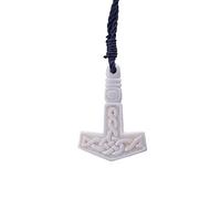 81stgeneration Colgante de Hueso Tallado a Mano con el Martillo de Thor | Regalos Vikingos para Hombre | Collares de Mitología Nórdica | Collar con Amuleto Tribal de Thor | Joyería Gótica