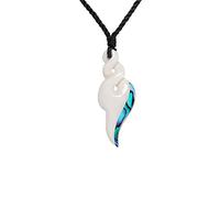 81stgeneration Colgante de Pikorua de Hueso Tallado con Concha de Paua | Collar Surfero con Cordón Ajustable para Hombre | Amuleto de Doble Giro Maorí para Mujer | Joyería Tribal Natural Hecha a Mano