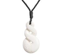 81stgeneration Colgante de Pikorua de Hueso Tallado con Doble Torsión | Accesorios Surferos para Hombre | Collar Tribal de Cordón Hecho a Mano | Joyería Natural Maorí | Regalo Oceánico para Mujer