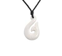 81stgeneration Colgante Grande de Cola de Ballena Hei Matau de Hueso Tallado | Accesorio para Surfistas | Collar de Anzuelo Hecho a Mano | Amuleto Espiral Estilo Koru Maorí | Joyería Tribal para Mujer