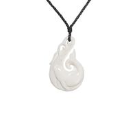 81stgeneration Colgante Hei Matau Grande de Hueso Tallado con Delfín | Accesorio Surfero para Hombre | Collar Tribal con Anzuelo | Amuleto Maorí de Olas del Océano | Joyería Marina para Mujer
