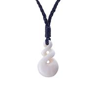 81stgeneration Colgante Pikorua Simple de Hueso Tallado a Mano | Collar Hawaiano de Doble Giro estilo Maorí | Collares Tribales para Mujer y Hombre | Collares Ajustables de Cordón Negro