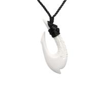 81stgeneration Collar Colgante de Mujer Hombre Hueso Tallado a Mano Grabado Hei Matau Maori Gancho