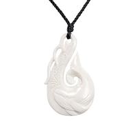 81stgeneration Collar Colgante de Mujer Hombre Hueso Tallado Olas Maori Hei Matau Cola de Ballena