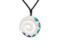 81stgeneration Collar Colgante Unisexo Hueso Tallado a Mano con Paua Maori Koru Redondo Grabado