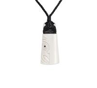 81stgeneration Collar Colgante Unisexo Hueso Tallado a Mano Grabado Maori Cara de Guerrero Toki