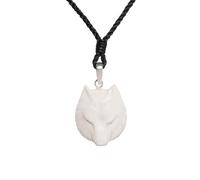 81stgeneration Collar con Amuleto Tótem Espiritual de Cabeza de Lobo de Hueso Tallado Plata 925 | Colgante Tribal de Hueso Natural | Talismán Chamánico para Hombre y Mujer | Joyería Vaquera Occidental