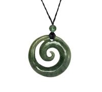 81stgeneration Collar con Colgante de Espiral Koru de Jade Nefrita | Collar de Cordón Estilo Maorí para Hombre | Amuleto de Piedra Verde Natural para Mujer | Joyería Llamativa con Piedra Preciosa