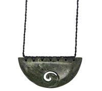 81stgeneration Collar Coraza de Cuerda de Mujer Jade Nefrita Piedra Verde Medio Circulo Koru Maori