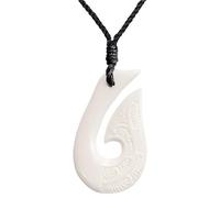 81stgeneration Collar de Hueso de Anzuelo Hei Matau para Hombre| Colgante de Anzuelo de Hueso Tallado con Grabados | Amuleto Hawaiano Taonga Estilo Maorí para Mujer | Accesorios para Surfistas