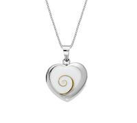 81stgeneration Collar de Plata de Ley con Corazón Grande Enmarcado e Incrustación de Concha Ojo de Shiva | Colgante de Concha Marina de Plata 925 con Cadena 45cm | Joyas de Playa para Mujer