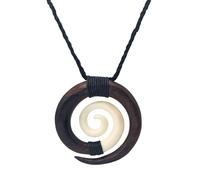 81stgeneration Collar Hueso Tallado a Mano Espiral Redondo Tribal de Madera para Mujer y Hombre