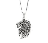 81stgeneration Collar Plata de Ley Cabeza León Celta Hombre Mujer | Colgante Animal Nudo Celta Plata 925 Cadena Eslabones 45cm | Collar Leo Nudos Intrincados | Joyería Gótica Neopagana