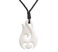 81stgeneration Hueso Tallado a Mano Hei Matau Koru Cola de Ballena Collar Colgante de Hombre Mujer